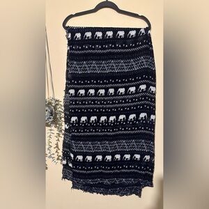Black and White Elephant Scarf wrap 40x75